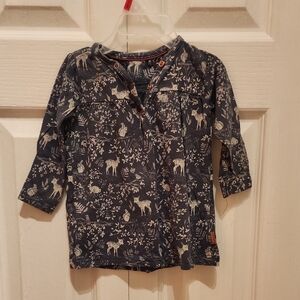Kids Navy Blue Animal Print Shirt